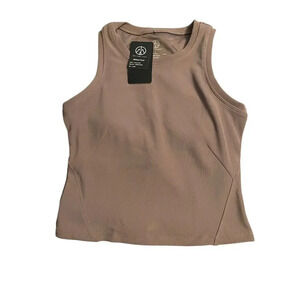 icyzone Women's Brown Racerback Workout Tank Top padded Size L Yoga Gym